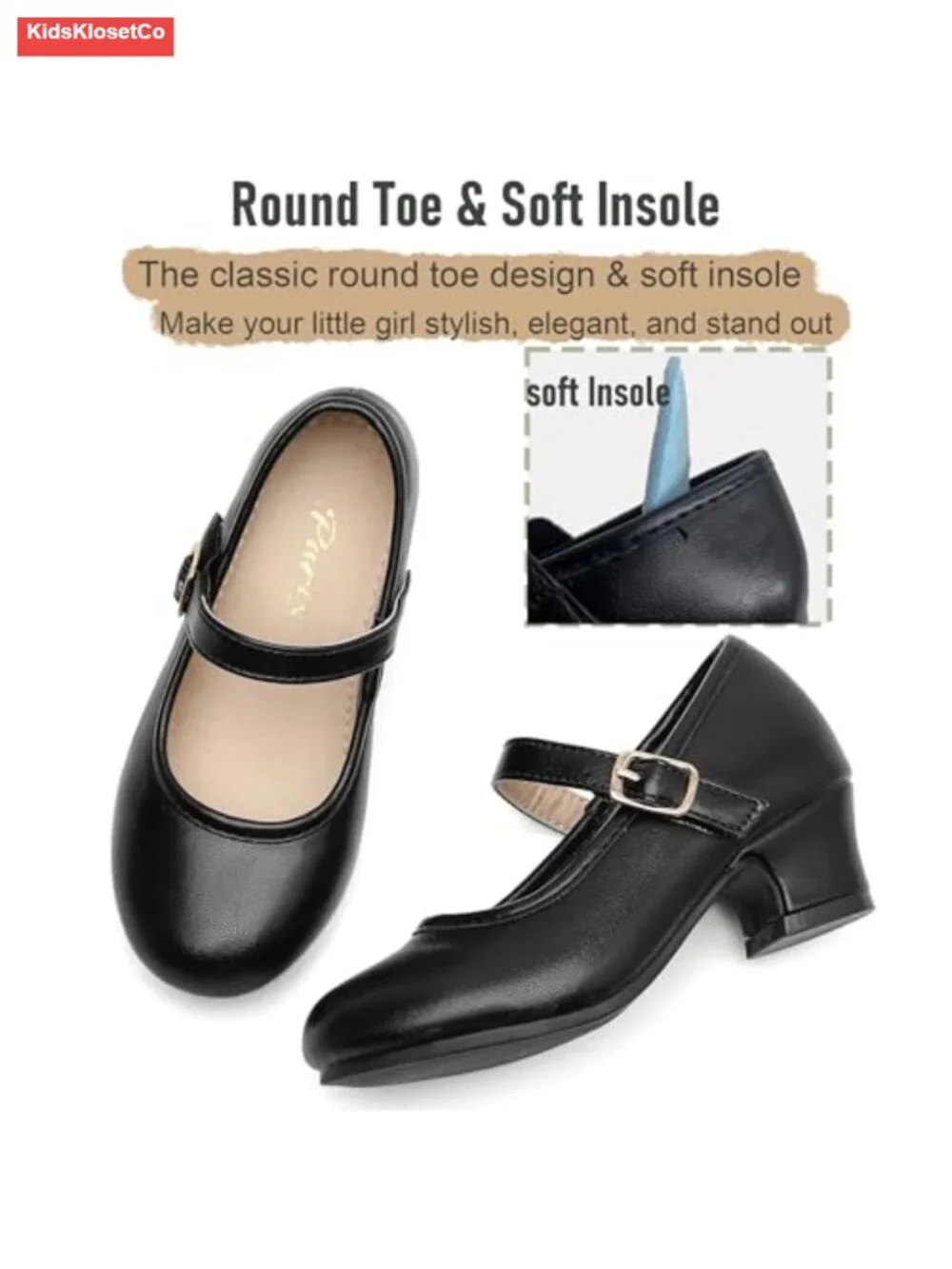 Girls Patent Leather Mary Jane Flats with Bow, Low Heel Dress Shoes